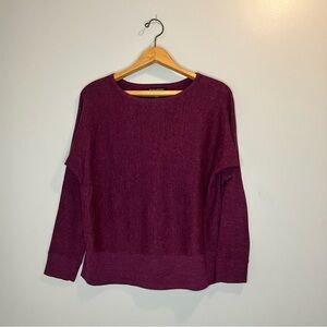 BANANA REPUBLIC Crew Neck Sweater Hi Low Hem Ribbed Soft Cotton Blend Small